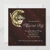 Invitations élégantes Black Gold Masquerade Party (Dos)