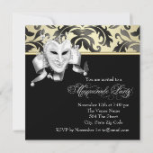 Invitations élégantes Black Gold Masquerade Party (Dos)