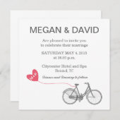 Invitations élégantes blanches de mariage - vélo (Devant / Derrière)