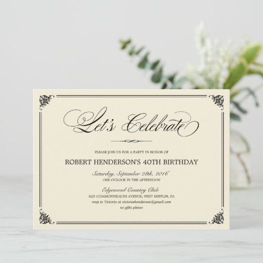 Invitations élégantes d'anniversaire (Debout devant)