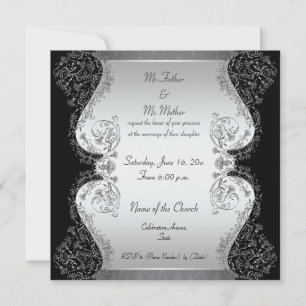 Invitations élégantes d'argent et de mariage de