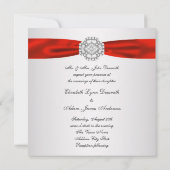 Invitations élégantes d'argent et de mariage rouge (Dos)