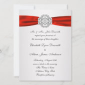 Invitations élégantes d'argent et de mariage rouge (Dos)