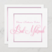 Invitations élégantes de Bat mitzvah roses (Devant / Derrière)