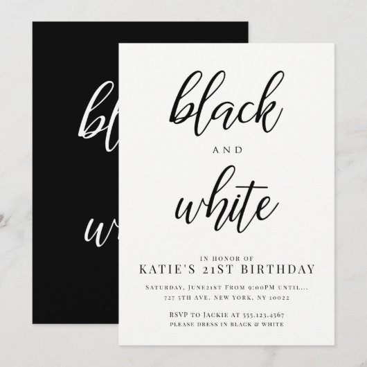 Invitations élégantes de Black and White Party (Devant / Derrière)