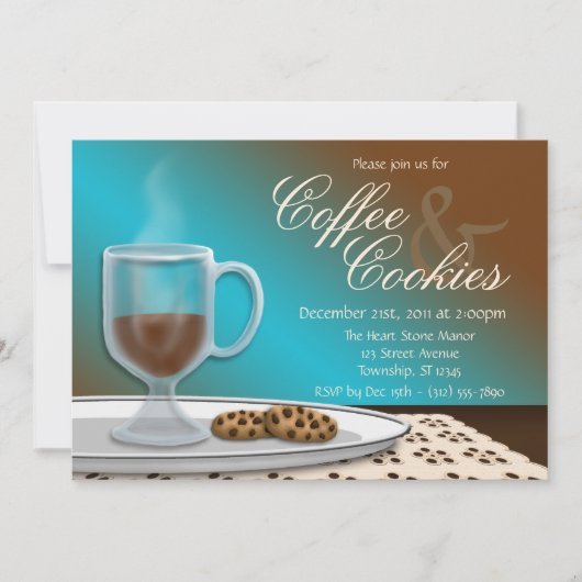 Invitations élégantes de café et de cookies (Devant)