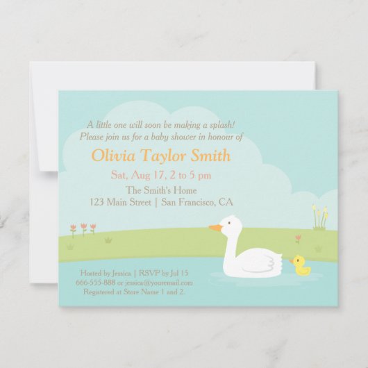 Invitations élégantes de canard et de canard bébé (Devant)