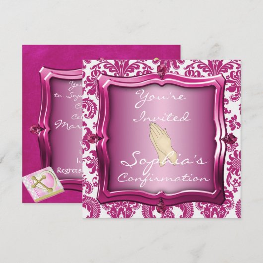 INVITATIONS ÉLÉGANTES DE CONFIRMATION DE FILLES (Devant / Derrière)