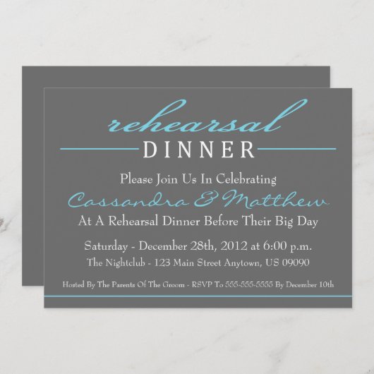 Invitations élégantes de dîner de répétition (Devant / Derrière)