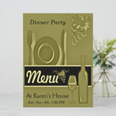 Invitations élégantes de dîner d'or (Debout devant)