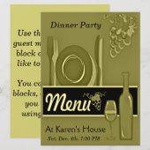 Invitations élégantes de dîner d'or (Devant / Derrière)