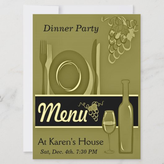 Invitations élégantes de dîner d'or (Devant)