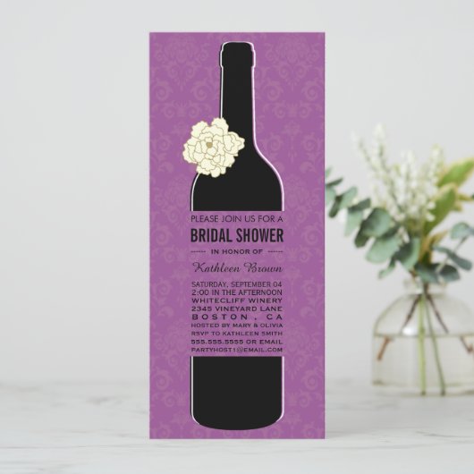 Invitations Élégantes de douche nuptiale à vin (Debout devant)