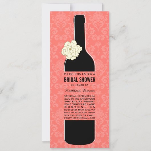 Invitations Élégantes de douche nuptiale à vin (Devant)