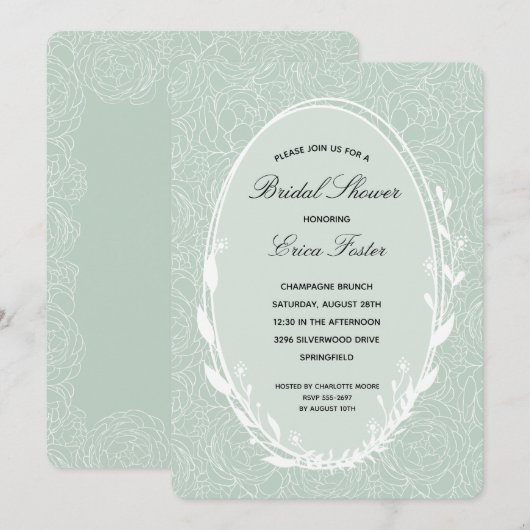Invitations Élégantes de douche nuptiale fleurie W (Devant / Derrière)