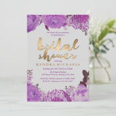 Invitations Élégantes de douche nuptiale violet (Debout devant)