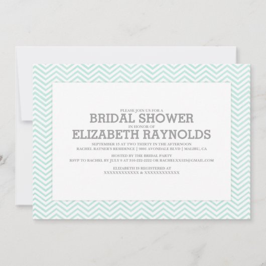 Invitations Elégantes de douche nuptiale Zigzag (Devant)