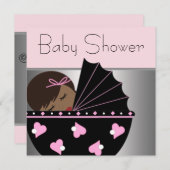 Invitations élégantes de douche pour bébé rose et (Devant / Derrière)