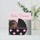 Invitations élégantes de douche pour bébé rose et (Debout devant)