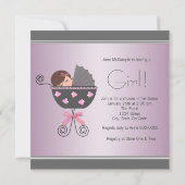 Invitations élégantes de douche pour bébé rose et  (Dos)