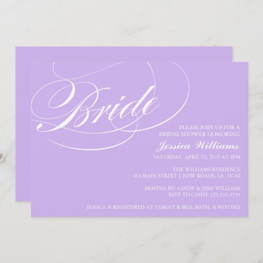 Invitations Élégantes de douches nuptiales (Devant / Derrière)