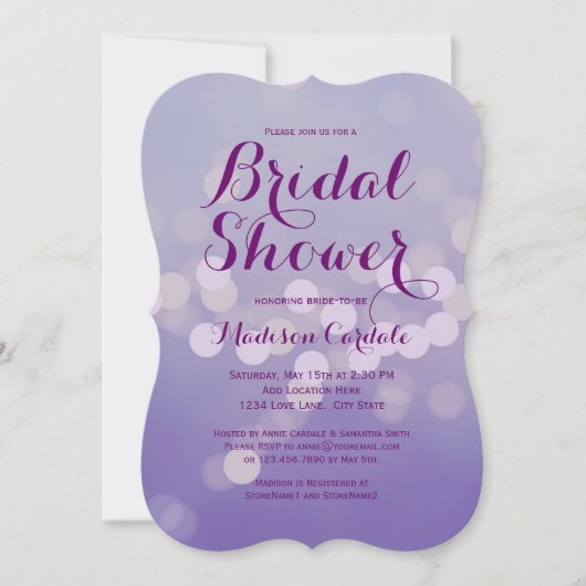 Invitations Élégantes de douches nuptiales Lilac v (Devant)
