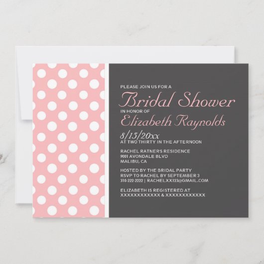 Invitations Élégantes de douches nuptiales Polka D (Devant)