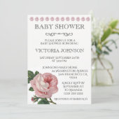 Invitations Élégantes de douches pour bébés roses (Debout devant)