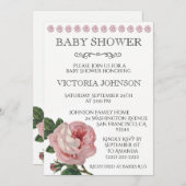 Invitations Élégantes de douches pour bébés roses (Devant / Derrière)