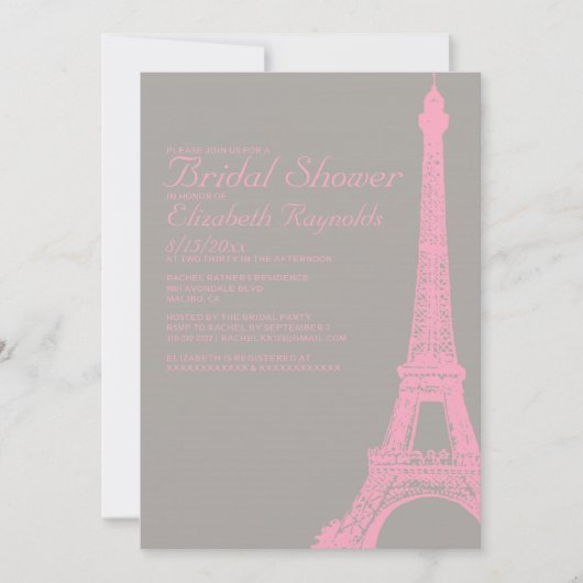Invitations élégantes de Fête de la mariée de Tour (Devant)