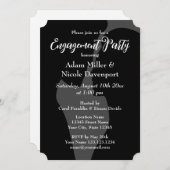 Invitations élégantes de fiançailles en noir et bl (Devant / Derrière)