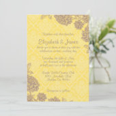 Invitations élégantes de Gold Mariage damassé (Debout devant)