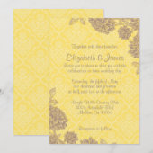 Invitations élégantes de Gold Mariage damassé (Devant / Derrière)