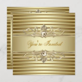Invitations élégantes de Gold Party (Devant / Derrière)