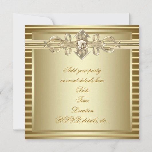 Invitations élégantes de Gold Party (Dos)