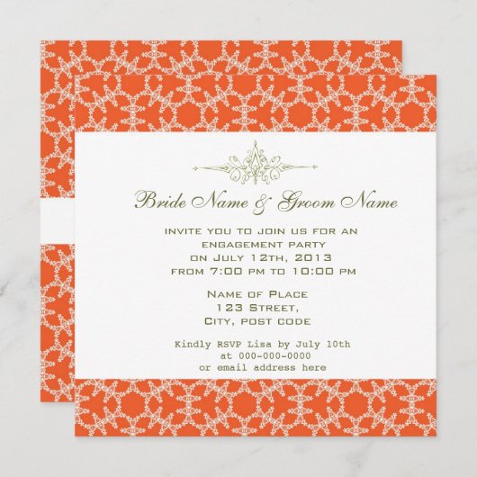 Invitations élégantes de la partie fiançale (Devant / Derrière)