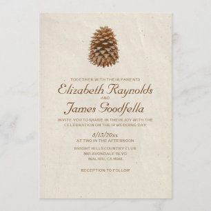 Invitations élégantes de mariage de cône de pin