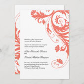 Invitations Élégantes de mariage de corail (Devant / Derrière)