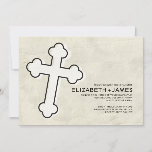 Invitations élégantes de mariage de croix de fer (Devant)