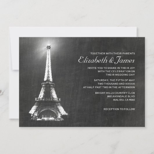 Invitations élégantes de mariage de Paris (Devant)