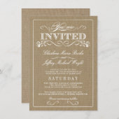 Invitations élégantes de mariage de toile de jute (Devant / Derrière)