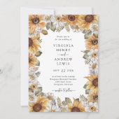 Invitations élégantes de mariage de tournesol (Devant)
