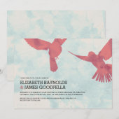 Invitations Élégantes de mariage d'oiseaux rouges (Devant / Derrière)