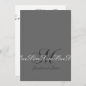 Invitations élégantes de mariage du monogramme M (Devant / Derrière)