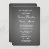 Invitations élégantes de mariage en argent foncé (Devant / Derrière)