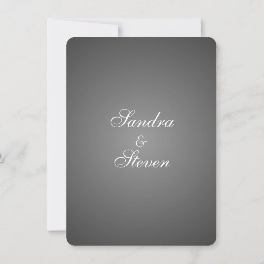 Invitations élégantes de mariage en argent foncé (Dos)