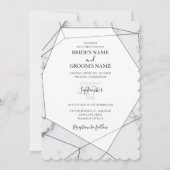Invitations élégantes de mariage en marbre géométr (Devant)