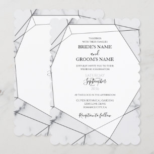 Invitations élégantes de mariage en marbre géométr