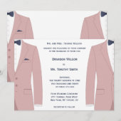 Invitations Élégantes De Mariage Gay Rose Et Bleu (Devant / Derrière)