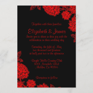 Invitations Élégantes De Mariage Noir Et Rouge